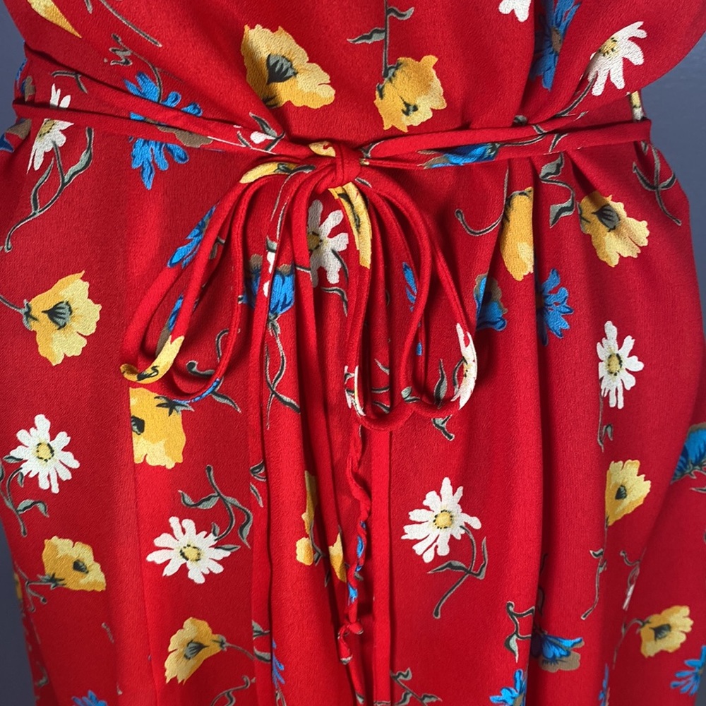 Decked Out Vintage Red Floral Button Down Dress - Picture 9 of 12